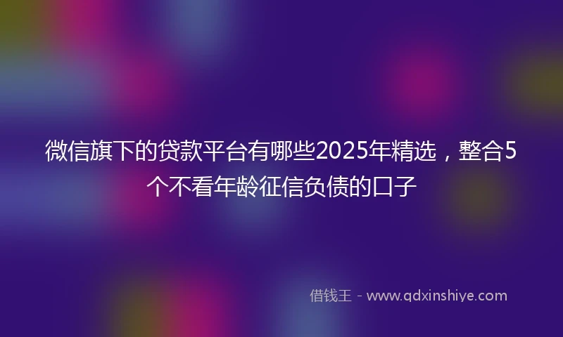 微信旗下的贷款平台有哪些2025年精选，整合5个不看年龄征信负债的口子