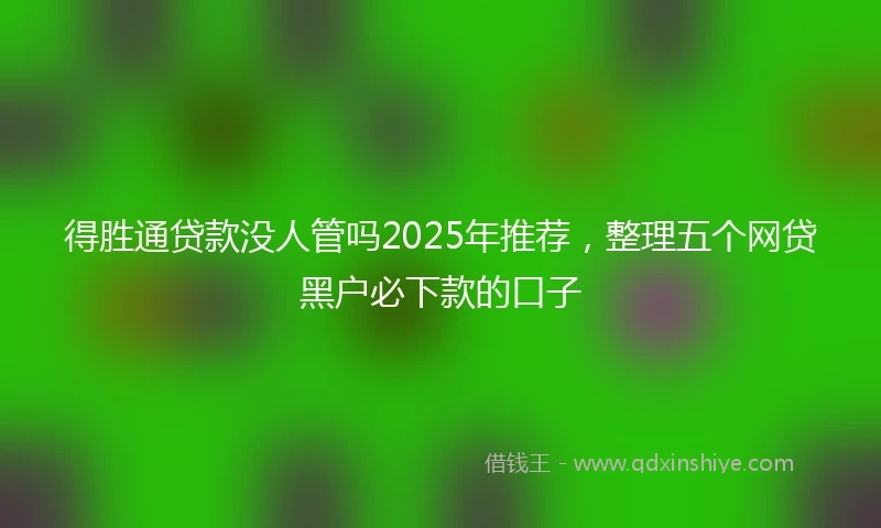 得胜通贷款没人管吗2025年推荐，整理五个网贷黑户必下款的口子