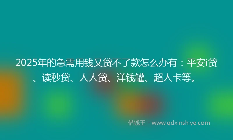 2025年的急需用钱又贷不了款怎么办有：平安i贷、读秒贷、人人贷、洋钱罐、超人卡等。