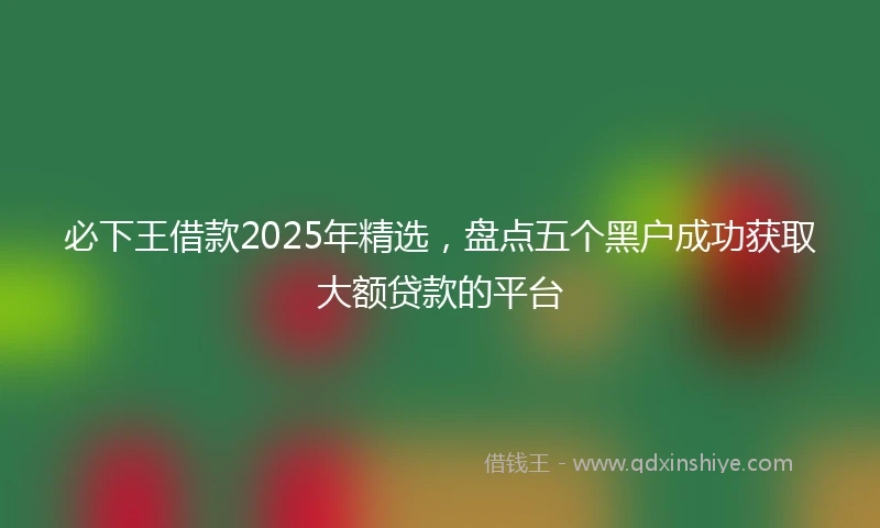 必下王借款2025年精选，盘点五个黑户成功获取大额贷款的平台