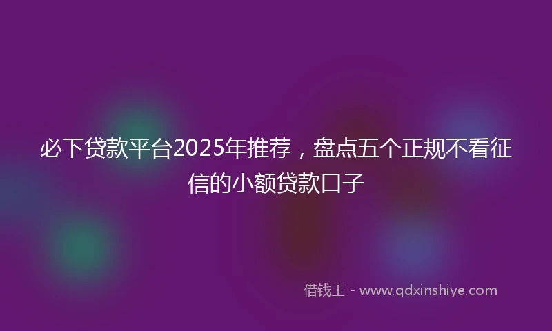 必下贷款平台2025年推荐，盘点五个正规不看征信的小额贷款口子
