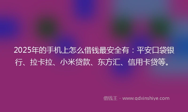 2025年的手机上怎么借钱最安全有：平安口袋银行、拉卡拉、小米贷款、东方汇、信用卡贷等。