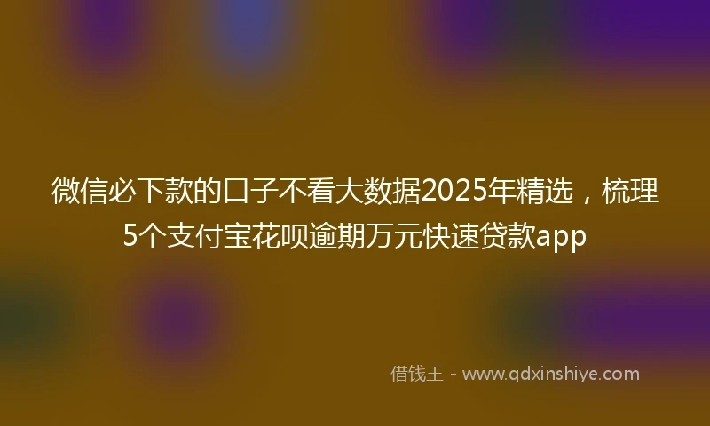微信必下款的口子不看大数据2025年精选，梳理5个支付宝花呗逾期万元快速贷款app
