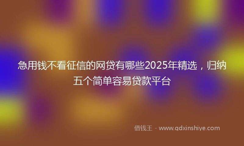 急用钱不看征信的网贷有哪些2025年精选，归纳五个简单容易贷款平台
