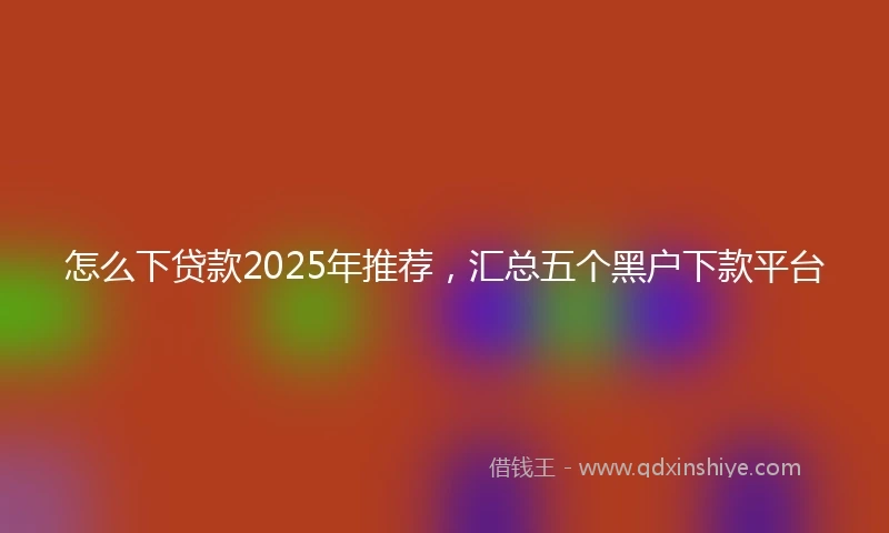 怎么下贷款2025年推荐，汇总五个黑户下款平台