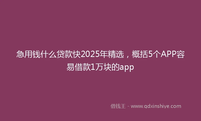 急用钱什么贷款快2025年精选，概括5个APP容易借款1万块的app
