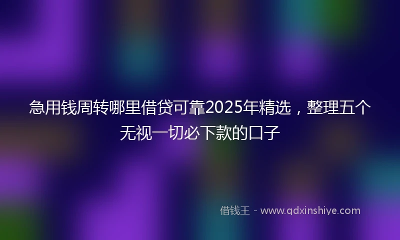 急用钱周转哪里借贷可靠2025年精选,整理五个无视一切必下款的口子