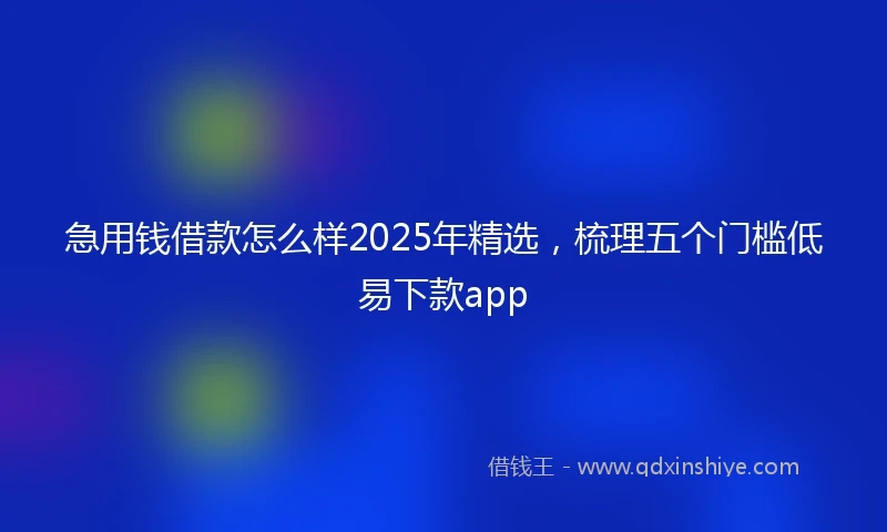 急用钱借款怎么样2025年精选，梳理五个门槛低易下款app