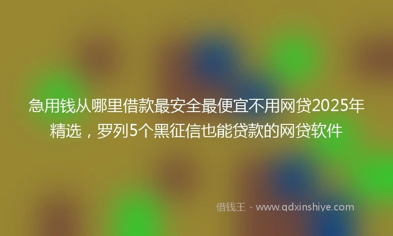 急用钱从哪里借款最安全最便宜不用网贷2025年精选，罗列5个黑征信也能贷款的网贷软件