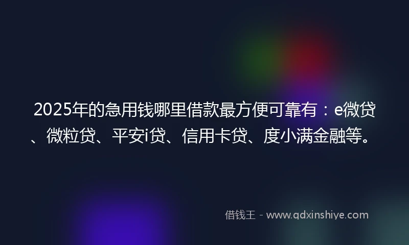 2025年的急用钱哪里借款最方便可靠有：e微贷、微粒贷、平安i贷、信用卡贷、度小满金融等。