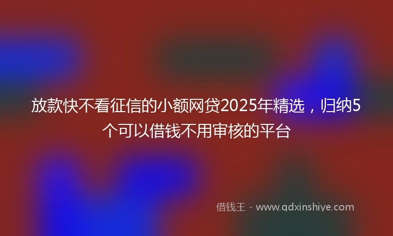 放款快不看征信的小额网贷2025年精选，归纳5个可以借钱不用审核的平台