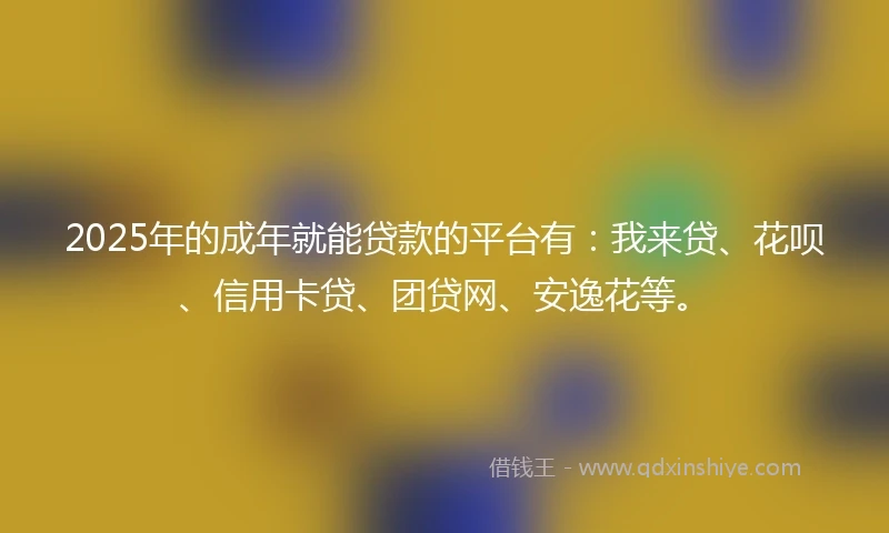 2025年的成年就能贷款的平台有：我来贷、花呗、信用卡贷、团贷网、安逸花等。