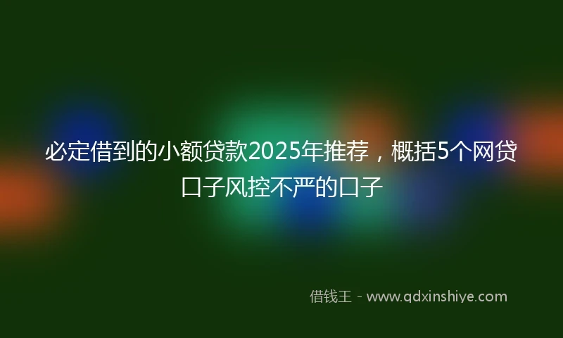 必定借到的小额贷款2025年推荐，概括5个网贷口子风控不严的口子