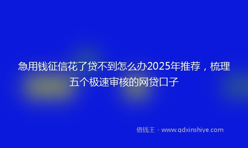 急用钱征信花了贷不到怎么办2025年推荐，梳理五个极速审核的网贷口子