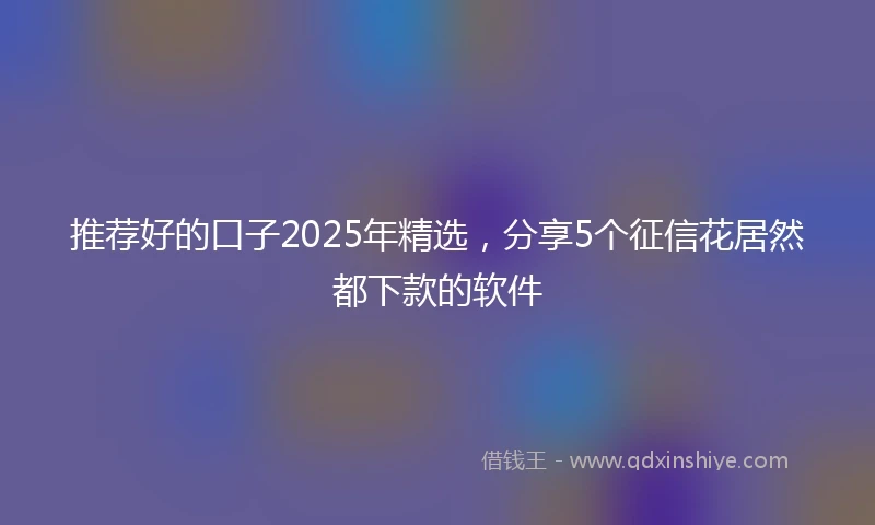 推荐好的口子2025年精选，分享5个征信花居然都下款的软件
