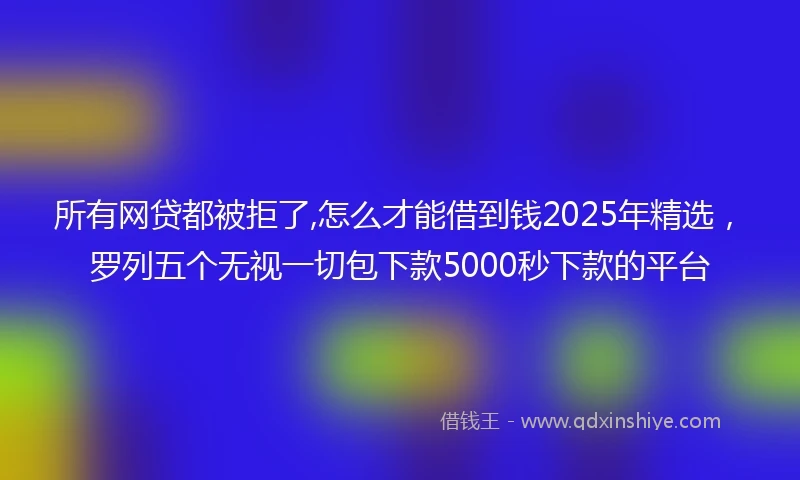 所有网贷都被拒了,怎么才能借到钱2025年精选，罗列五个无视一切包下款5000秒下款的平台