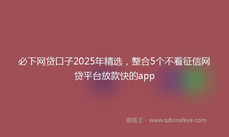 必下网贷口子2025年精选，整合5个不看征信网贷平台放款快的app