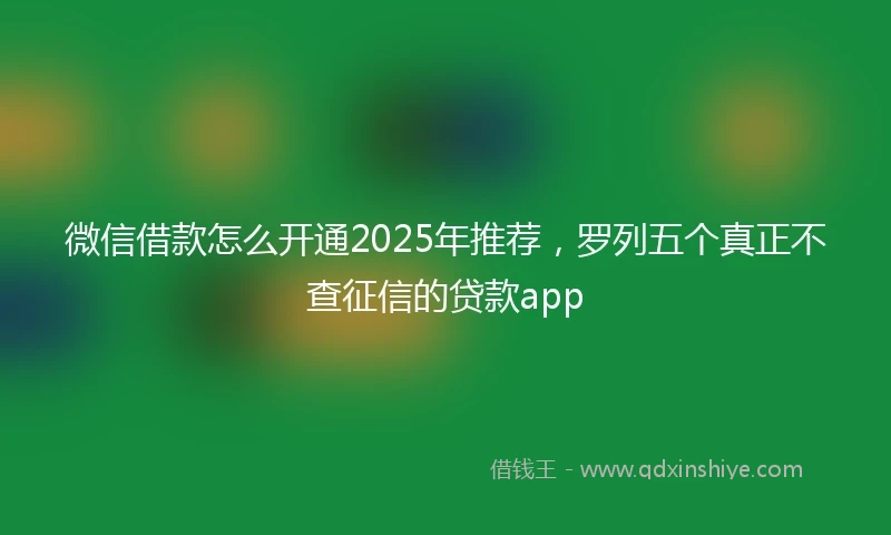微信借款怎么开通2025年推荐,罗列五个真正不查征信的贷款app