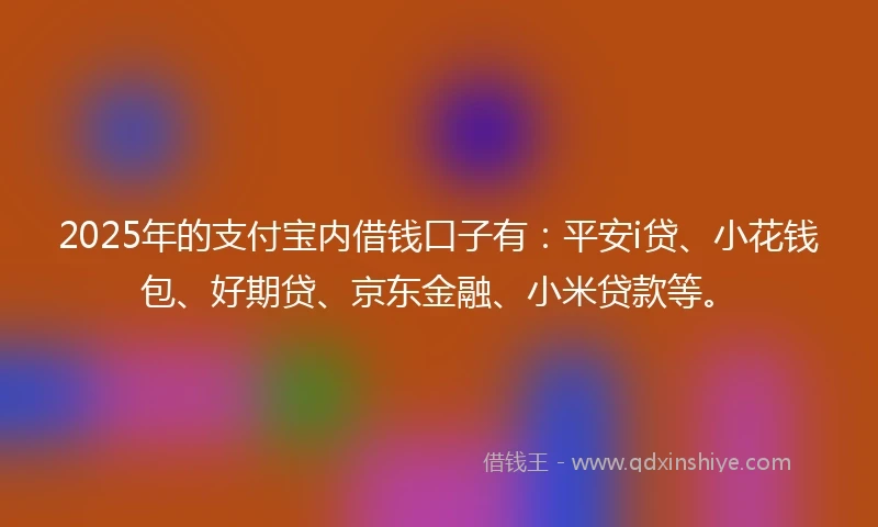 2025年的支付宝内借钱口子有：平安i贷、小花钱包、好期贷、京东金融、小米贷款等。