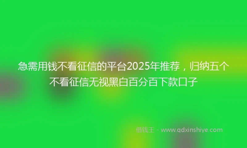 急需用钱不看征信的平台2025年推荐，归纳五个不看征信无视黑白百分百下款口子