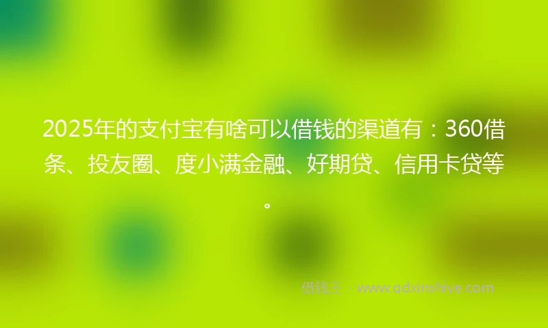 2025年的支付宝有啥可以借钱的渠道有：360借条、投友圈、度小满金融、好期贷、信用卡贷等。
