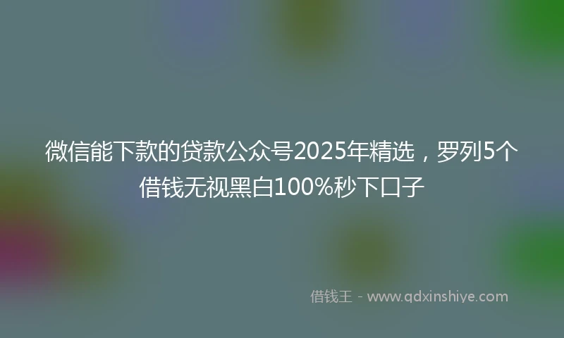 微信能下款的贷款公众号2025年精选，罗列5个借钱无视黑白100%秒下口子
