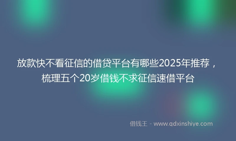 放款快不看征信的借贷平台有哪些2025年推荐，梳理五个20岁借钱不求征信速借平台