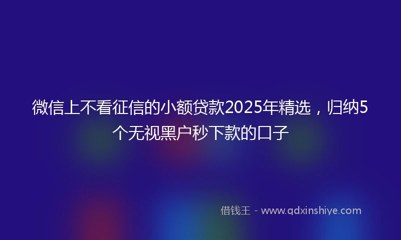 微信上不看征信的小额贷款2025年精选，归纳5个无视黑户秒下款的口子
