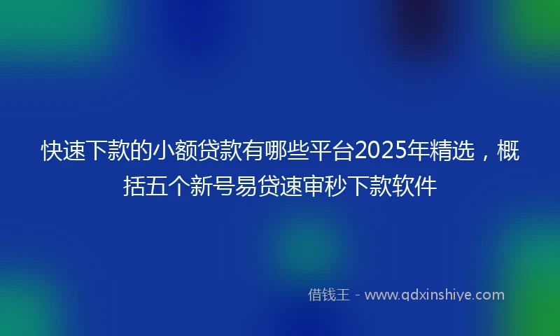 快速下款的小额贷款有哪些平台2025年精选，概括五个新号易贷速审秒下款软件