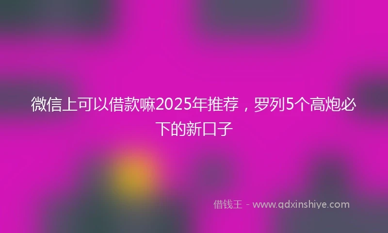 微信上可以借款嘛2025年推荐，罗列5个高炮必下的新口子