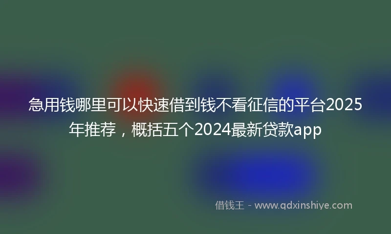 急用钱哪里可以快速借到钱不看征信的平台2025年推荐，概括五个2024最新贷款app