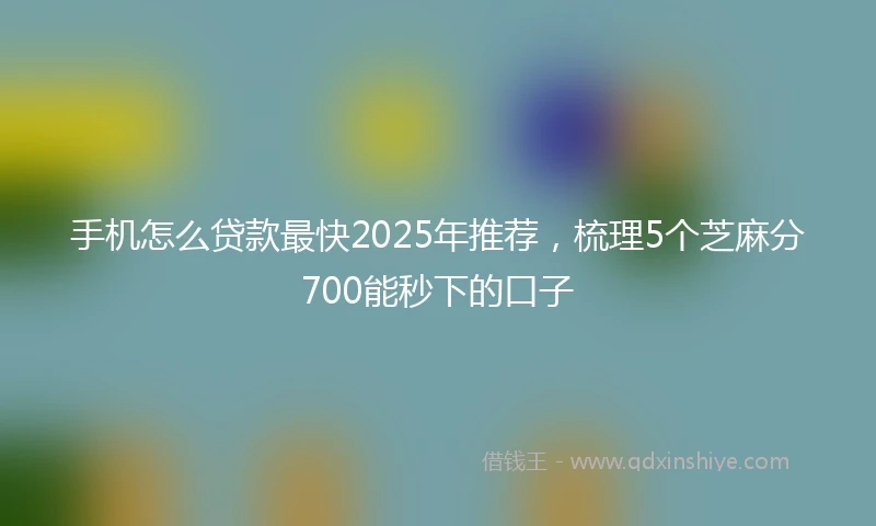 手机怎么贷款最快2025年推荐，梳理5个芝麻分700能秒下的口子