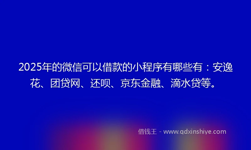2025年的微信可以借款的小程序有哪些有：安逸花、团贷网、还呗、京东金融、滴水贷等。