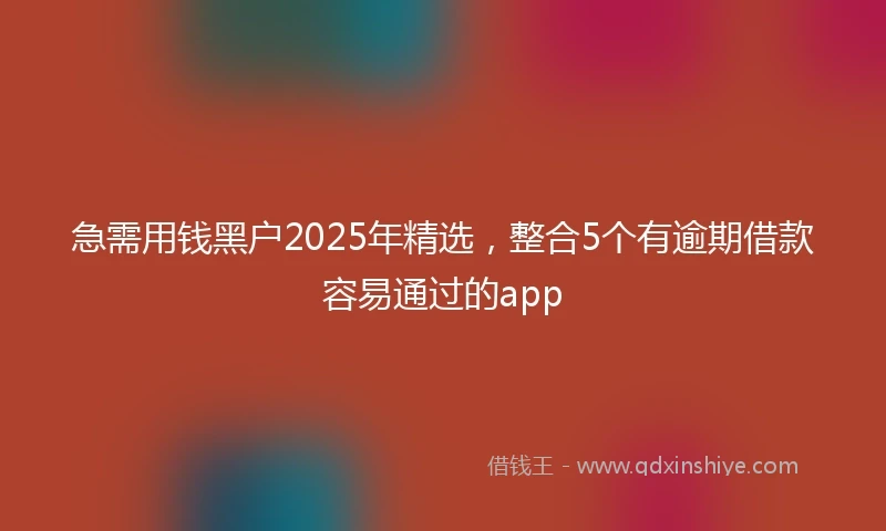 急需用钱黑户2025年精选，整合5个有逾期借款容易通过的app