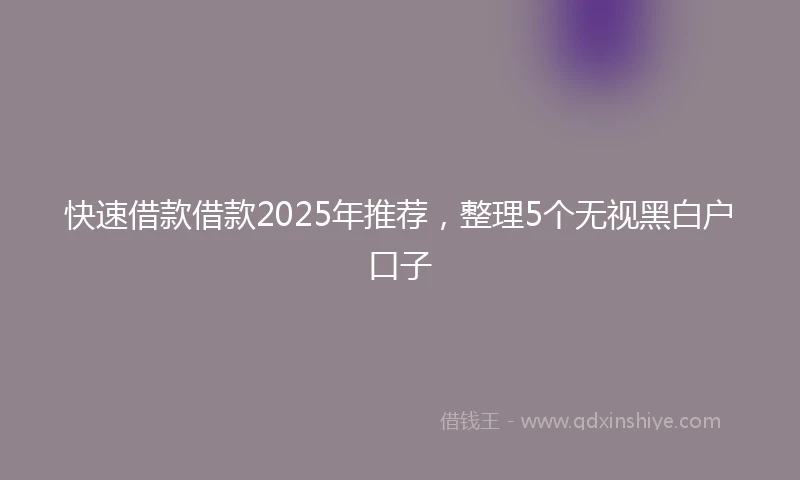 快速借款借款2025年推荐，整理5个无视黑白户口子