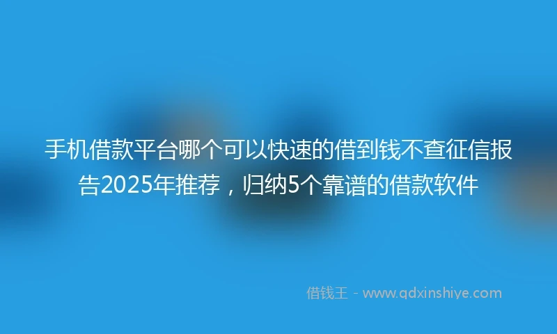 手机借款平台哪个可以快速的借到钱不查征信报告2025年推荐，归纳5个靠谱的借款软件