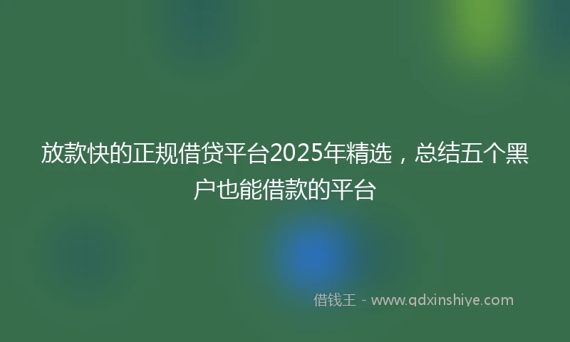 放款快的正规借贷平台2025年精选,总结五个黑户也能借款的平台