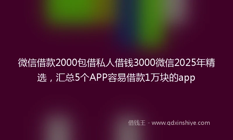 微信借款2000包借私人借钱3000微信2025年精选，汇总5个APP容易借款1万块的app