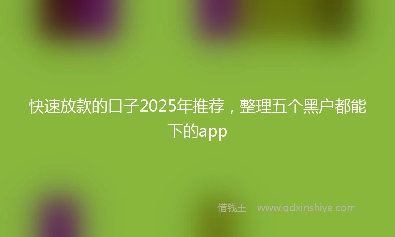 快速放款的口子2025年推荐，整理五个黑户都能下的app