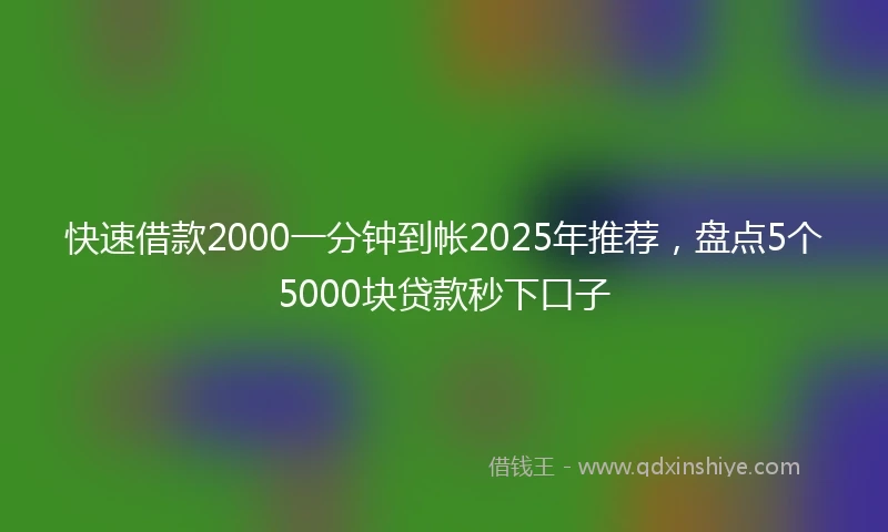 快速借款2000一分钟到帐2025年推荐，盘点5个5000块贷款秒下口子