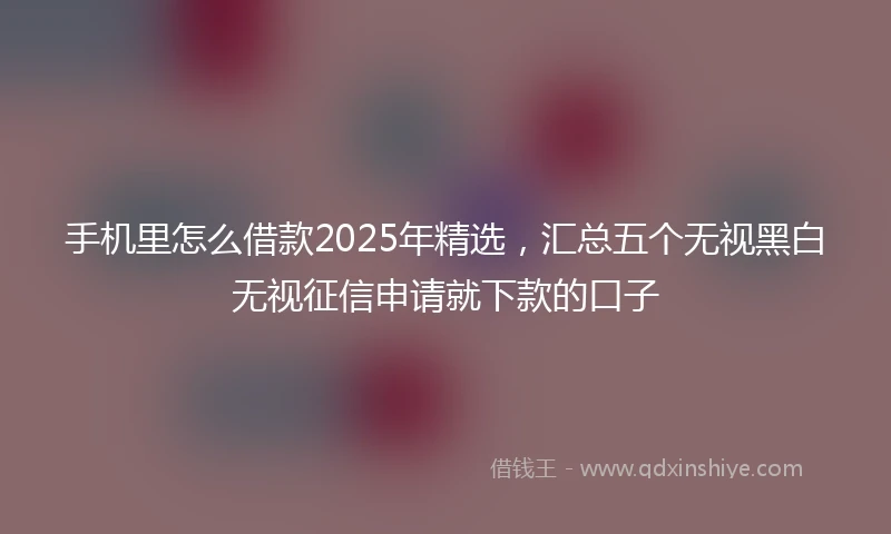 手机里怎么借款2025年精选，汇总五个无视黑白无视征信申请就下款的口子