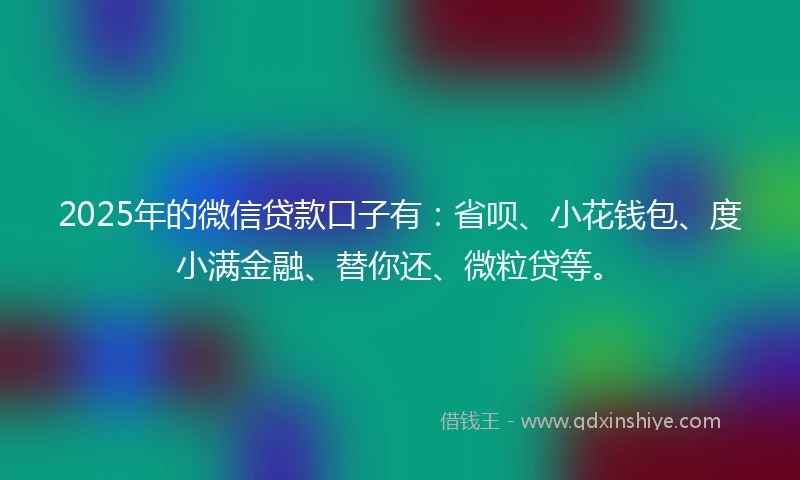 2025年的微信贷款口子有：省呗、小花钱包、度小满金融、替你还、微粒贷等。