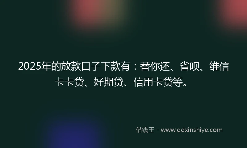 2025年的放款口子下款有：替你还、省呗、维信卡卡贷、好期贷、信用卡贷等。