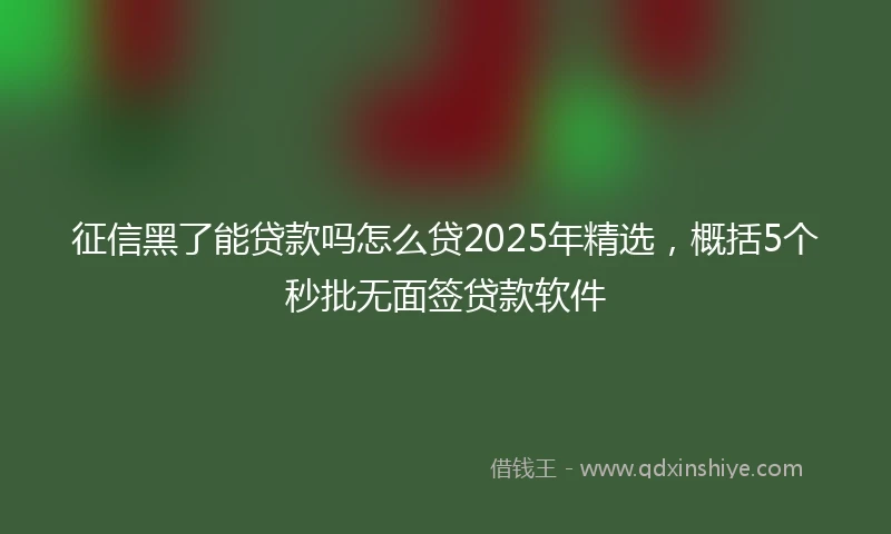 征信黑了能贷款吗怎么贷2025年精选，概括5个秒批无面签贷款软件