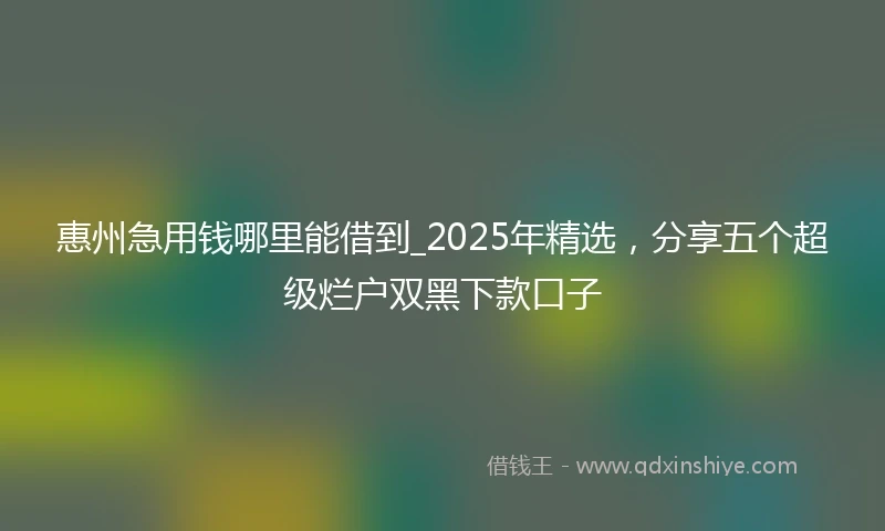 惠州急用钱哪里能借到_2025年精选，分享五个超级烂户双黑下款口子