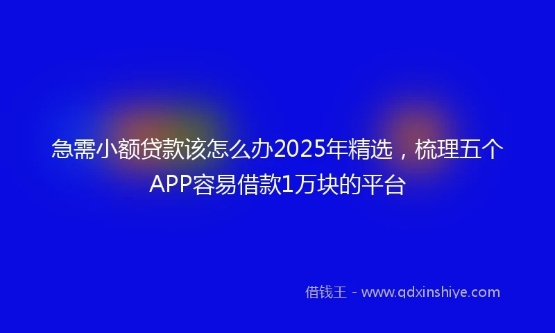 急需小额贷款该怎么办2025年精选，梳理五个APP容易借款1万块的平台