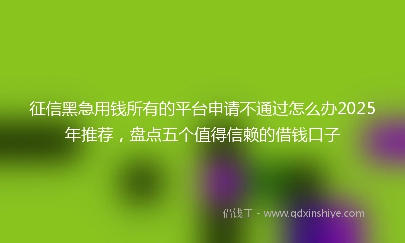 征信黑急用钱所有的平台申请不通过怎么办2025年推荐，盘点五个值得信赖的借钱口子