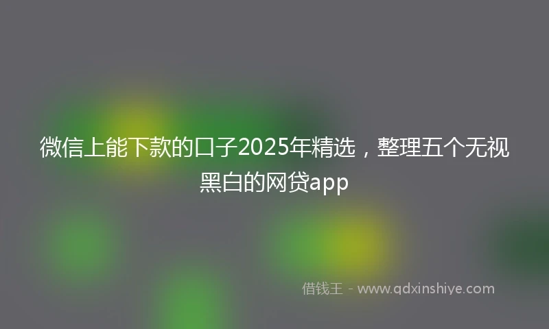 微信上能下款的口子2025年精选，整理五个无视黑白的网贷app