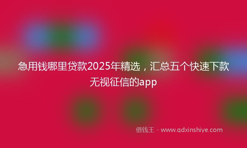 急用钱哪里贷款2025年精选，汇总五个快速下款无视征信的app