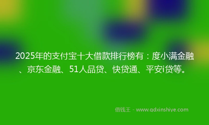2025年的支付宝十大借款排行榜有：度小满金融、京东金融、51人品贷、快贷通、平安i贷等。